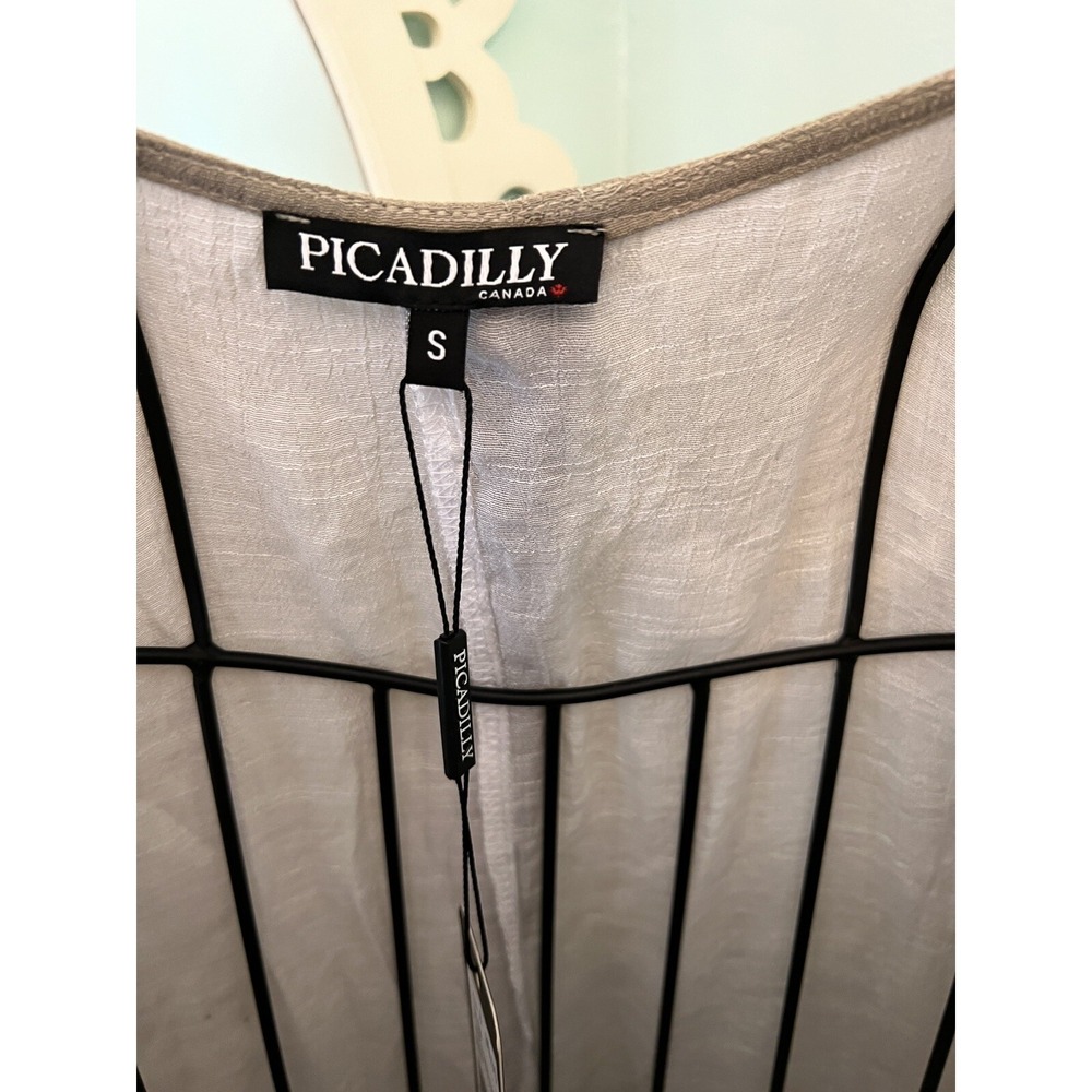 Picadilly Canada Size Small Dress Midi Tan White Layered sleeveless Lagenlook - Picture 4 of 7